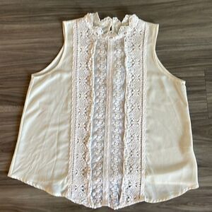 Haute monde sheer cream sleeveless high neck blouse, like new, medium C-3